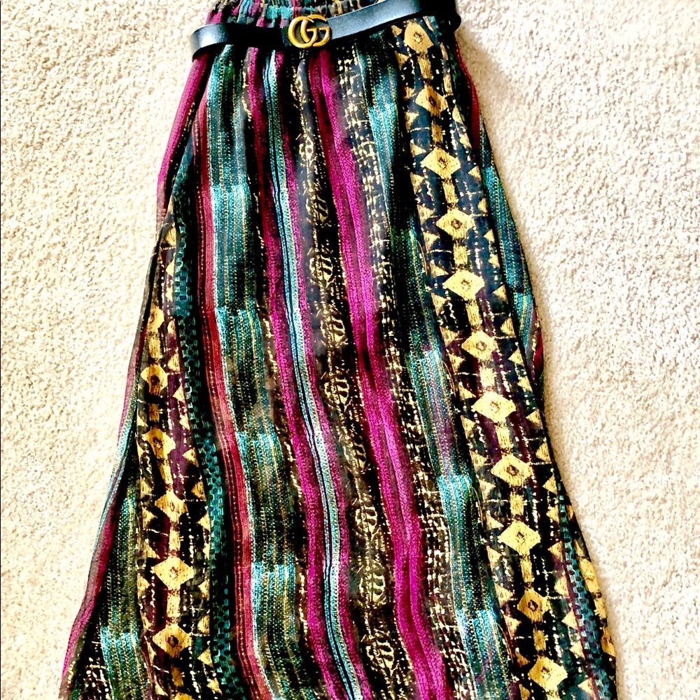 Muti colored silky maxi skirt